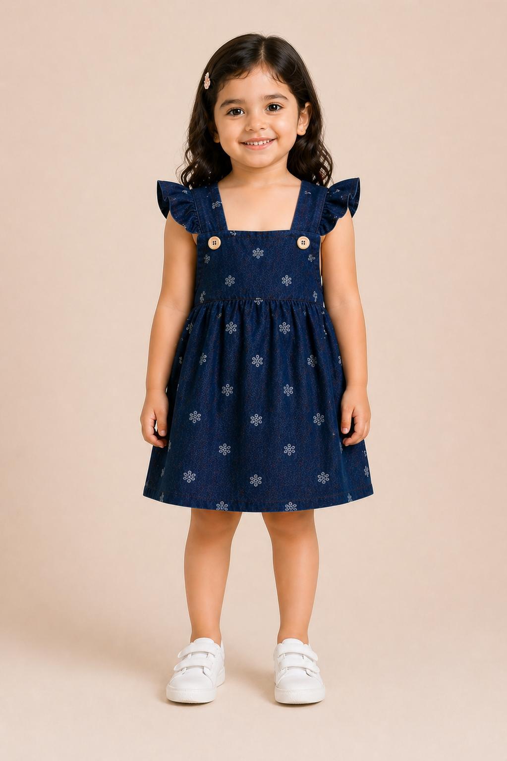 Girls Denim Pinafore Dress