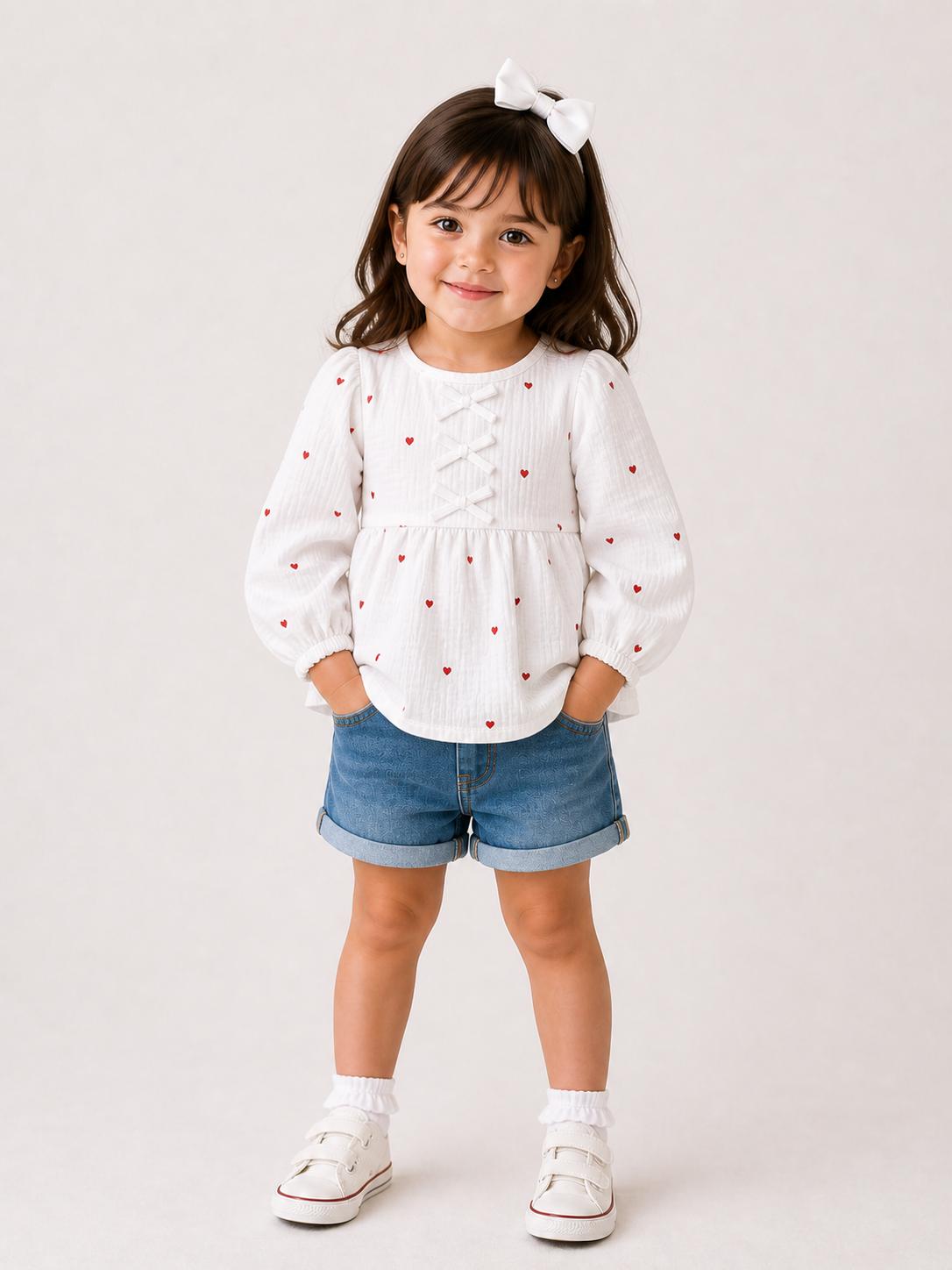 White Top with Red Hearts
