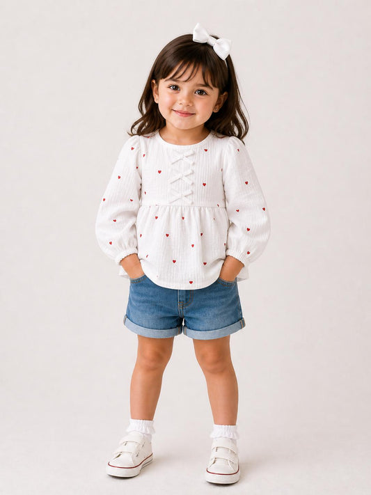 White Top with Red Hearts