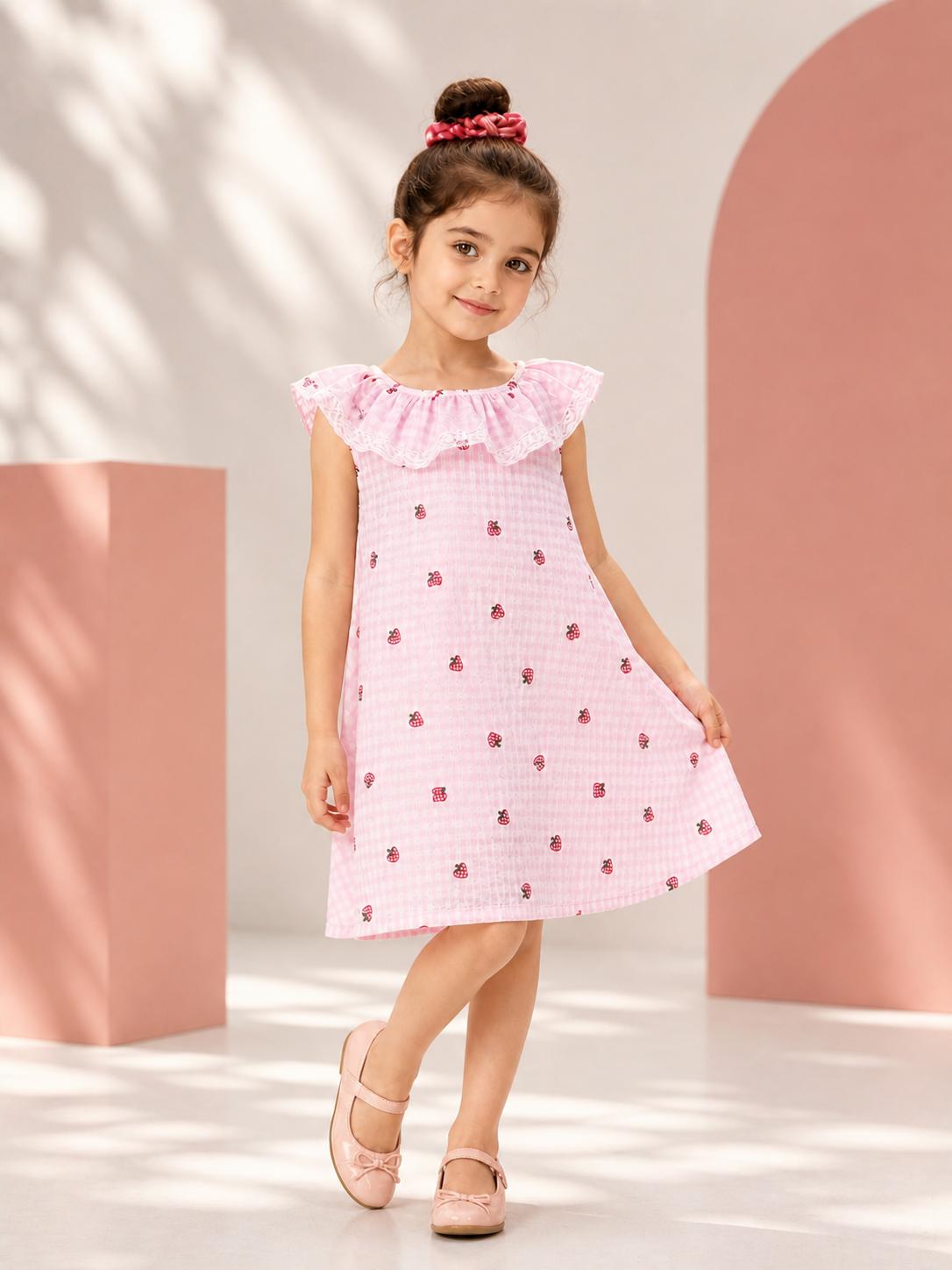 Pink Frock with Strawberry Print