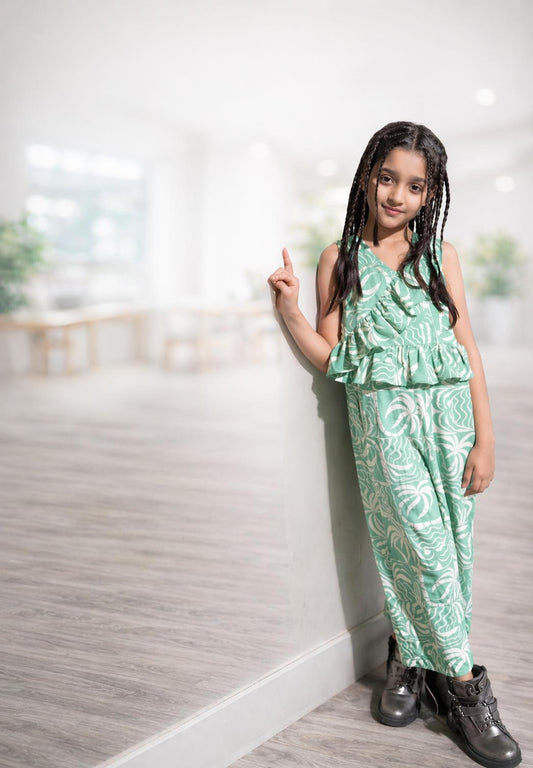 Jumpsuit Green with White