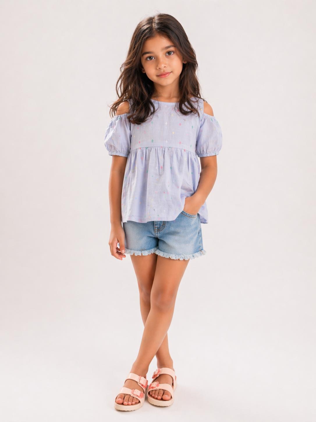 Blue Embroidered Top