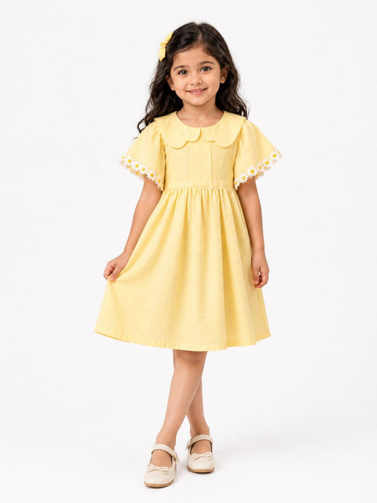 Yellow Linen Cotton Blend Frock
